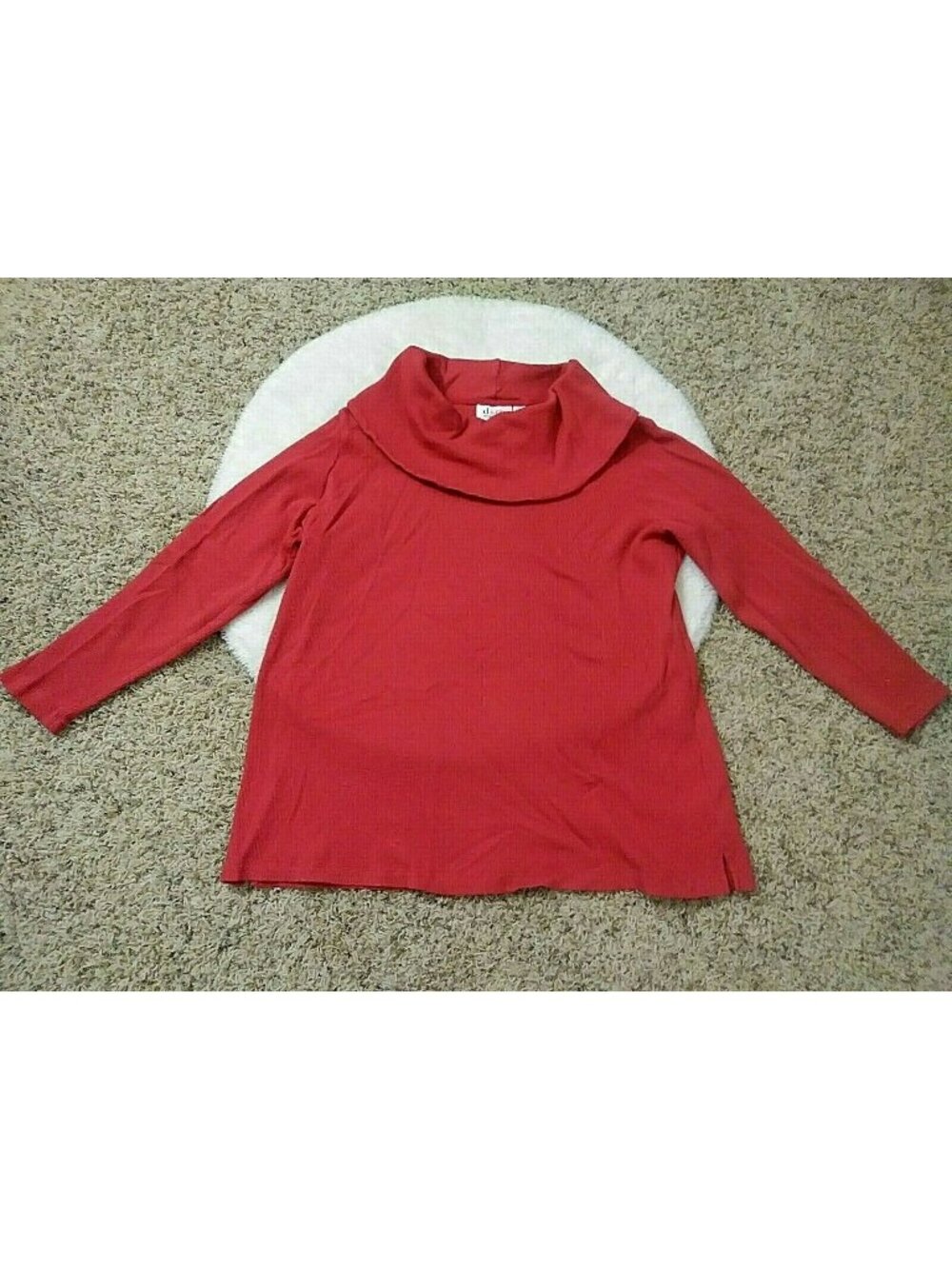 Denim & Co Womens Red Textured Shirt Top Cowl Neck Formal Career Size XL